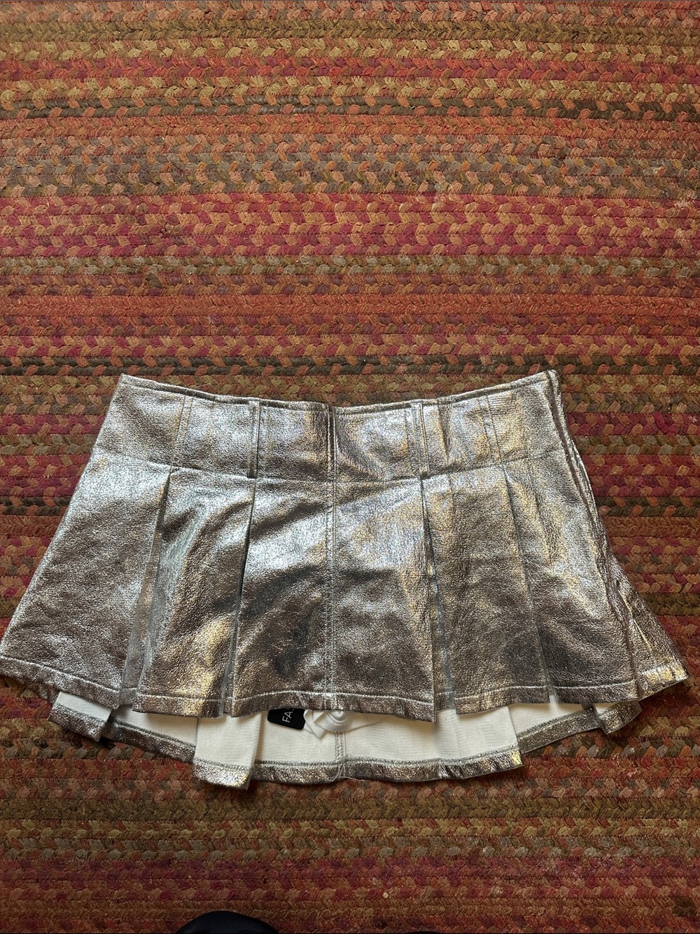 NWT Metallic Silver Pleated Mini Skirt skort costume Halloween